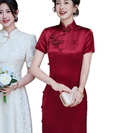 高端婚礼丈母娘装长款连衣裙妈妈装喜婆婆婚宴装改良旗袍礼服LHS-C29 商品图4