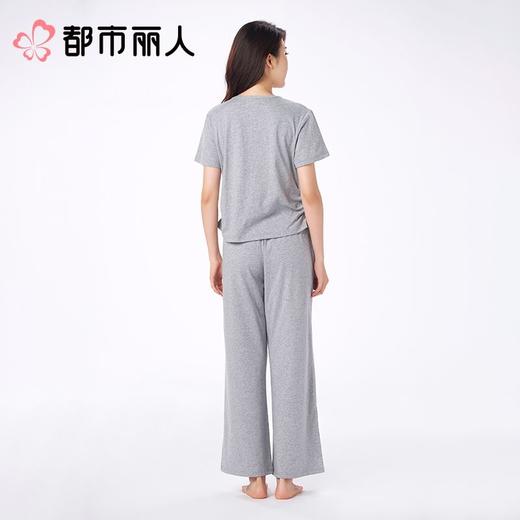 都市丽人女士睡衣纯棉单面家居服短袖长裤棉质套装LHC2B1 商品图2