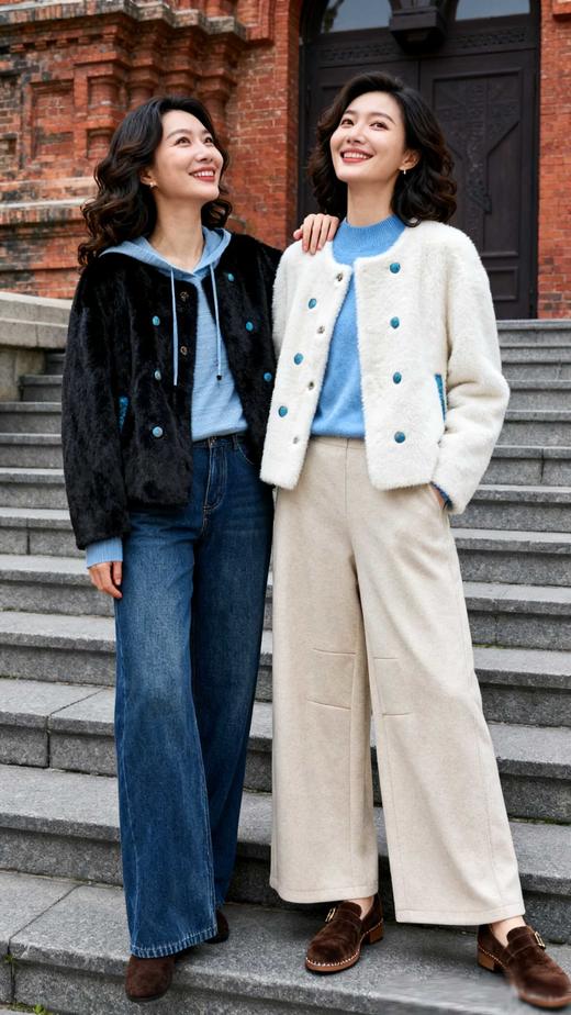 585103福利款 仿貂皮草彩包扣外套 商品图2