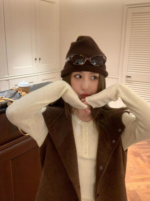 韩国小众订单南瓜色+摩卡棕两件套双面尼大衣 商品图14