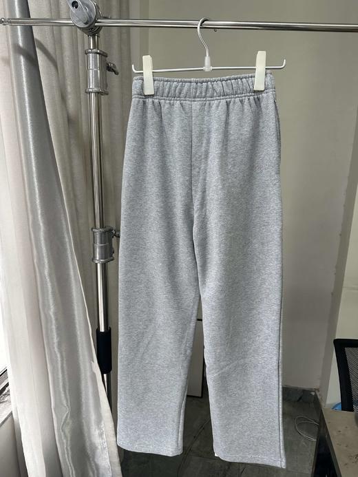 贝壳三 厚实松紧腰字母刺绣休闲裤女磨毛绒直筒棉质卫裤C120313 商品图4