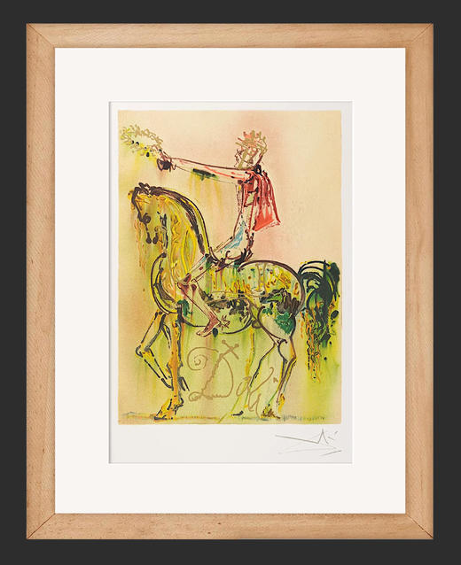 【已售】独角鹿西洋古董1983年代法国Armand & Georges Israel出版西班牙超现实主义大师萨尔瓦多·达利签名创作限量彩色石版画《罗马骑士》 商品图1