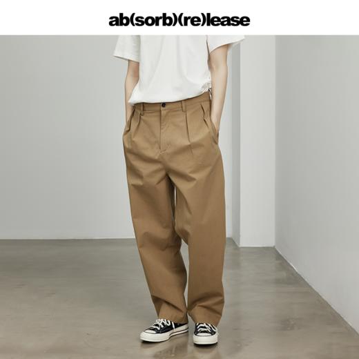 absorbrelease ab白噪卡其色休闲裤男秋季宽松直筒长裤男士裤子 商品图0