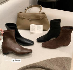 特定新款超有女人味纯皮羊猄皮加绒猫跟短靴