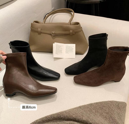 特定新款超有女人味纯皮羊猄皮加绒猫跟短靴 商品图0