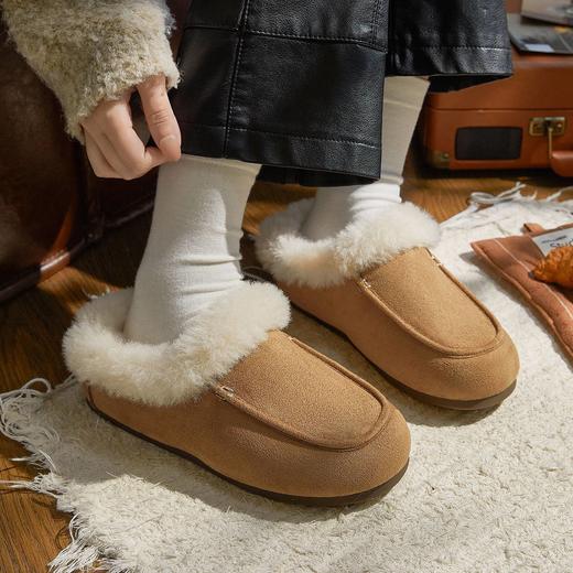 女士时尚简约纯色保暖半包棉拖鞋女保暖舒适毛绒外穿【WG25137】 商品图2