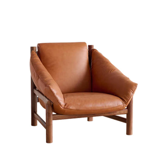 【中古风-YN-12椅】黑胡桃/牛皮/客厅/卧房/休闲椅/咖啡椅 商品图2