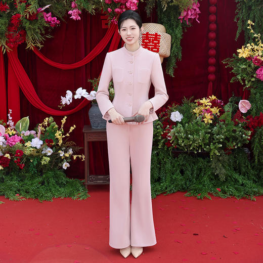 法小曼*子珍专款/春秋高端粉色面试职业装套裙女设计感小香风 商品图1