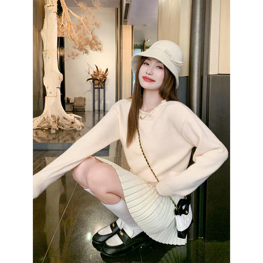 <曾小咸推荐> 韩系设计感粉色毛衣女秋冬季新款慵懒内搭打底针织衫上衣 商品图4