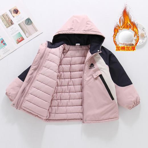 女童2025新款加棉加厚冲锋衣拼色秋冬季新款洋气连帽外套户外棉服 商品图2