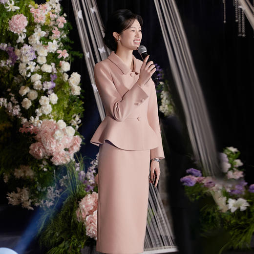 法小曼*子珍专款/粉色正装套装女新款短外套半身裙法式气质两件套裙CS2092 商品图2