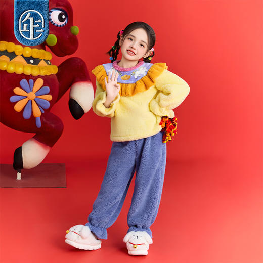 年衣童装儿童家居服套装冬季新品女童中式国风睡衣利马有钱家居服套装 商品图3