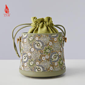 SAINT JOY 宋锦拎包 国风  复古 拎包   孔雀羽团锦 BWS24A0205-E（不含礼盒包装）