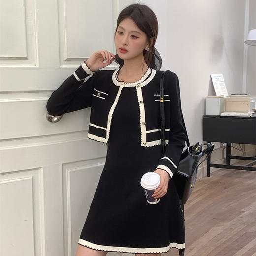 西遇小香风开衫外套连衣裙套装女新款法式复古两件套D0043994 商品图2