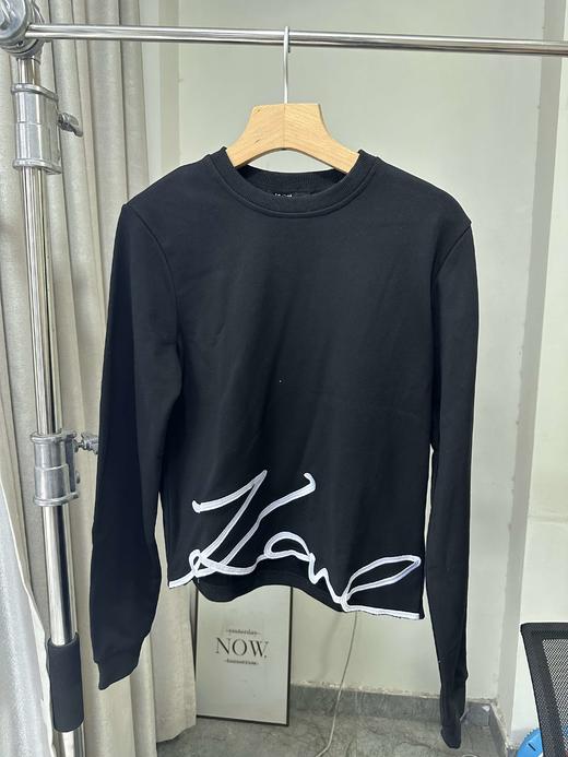 贝壳三 不规则下摆草写字母刺绣短款卫衣毛圈棉长袖上衣C120314 商品图4