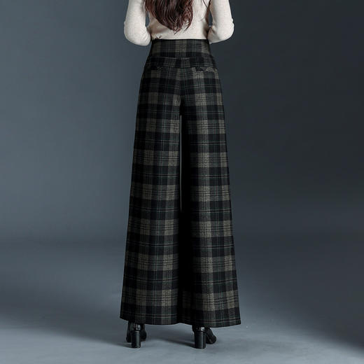 毛呢阔腿裤厚款女装格纹直筒裤宽松休闲长裤MYX7059 商品图2