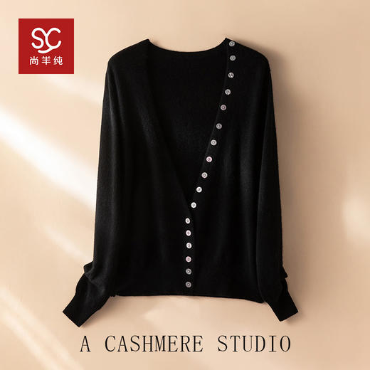 逆天气质~100%纯山羊绒开衫女V领纯羊绒毛衣宽松开衫外套 商品图3
