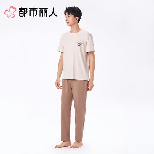 都市丽人男士睡衣家居服短袖长裤棉质套装FHC2B6 商品图1