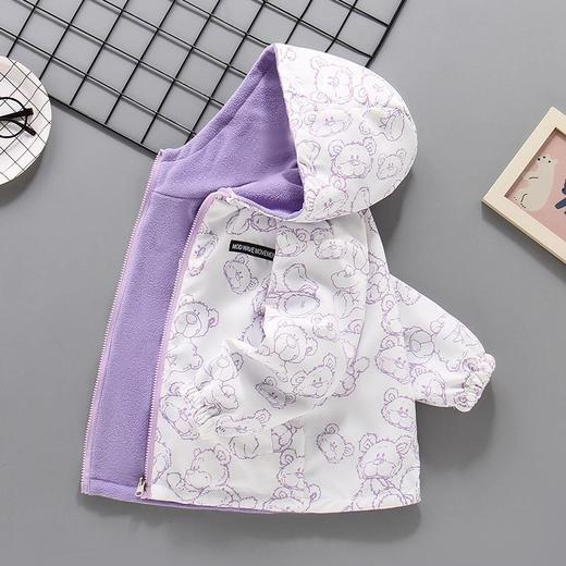 女童冲锋衣外套双面穿早春2025新款摇粒绒春秋装加绒女孩抓绒风衣 商品图2