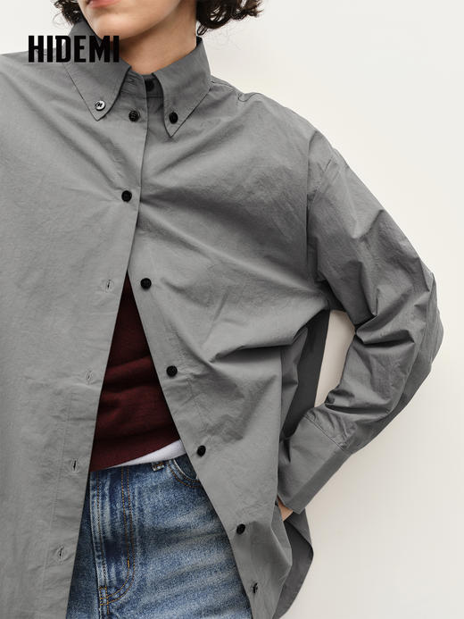 HIDEMI 基础款女装翻领撞色扣春日衬衫新款上衣外套 商品图3
