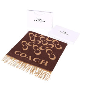 暖棕底色 + 浅卡其经典双 C围巾