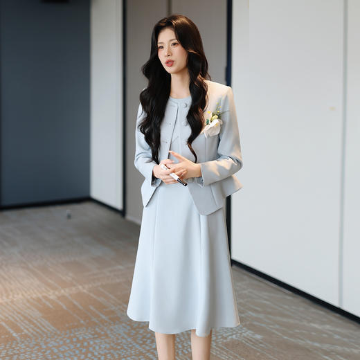 法小曼*子珍专款/新款气质蓝色主持人女士职业西服套装C2345Q1440 商品图0