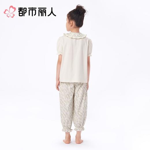 都市丽人女童睡衣天丝无尘棉家居服短袖长裤童装套装JHC9A7 商品图2
