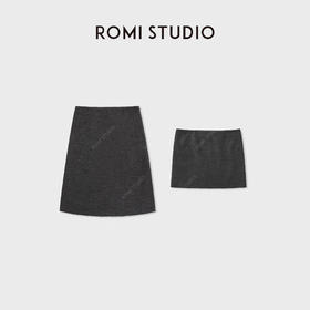 ROMI STUDIO“简约老钱”羊毛混纺柔韧织带微A半身裙 RWCWXG6426