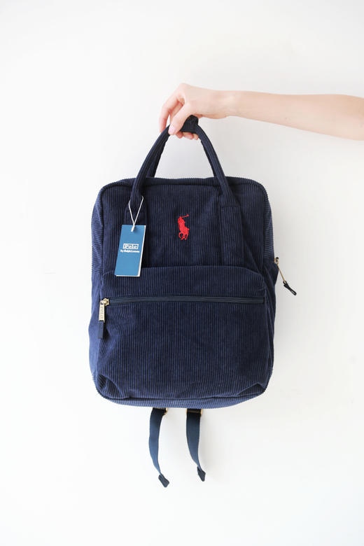 灯芯绒双肩包，小标刺绣工艺。大容量可手提复古拉链背包C120368 商品图4