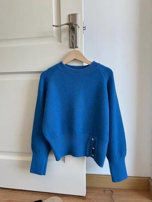 圆领纯色下摆纽收腰针织衫N1391★ 商品图1