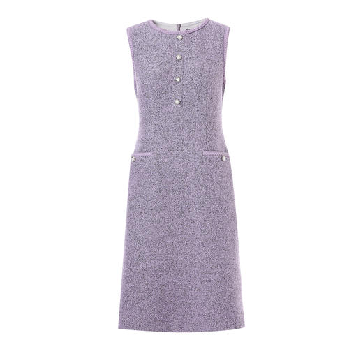 EITIE爱特爱紫色小香风背心裙气质优雅无袖连衣裙2025秋冬新款D2507917 商品图7