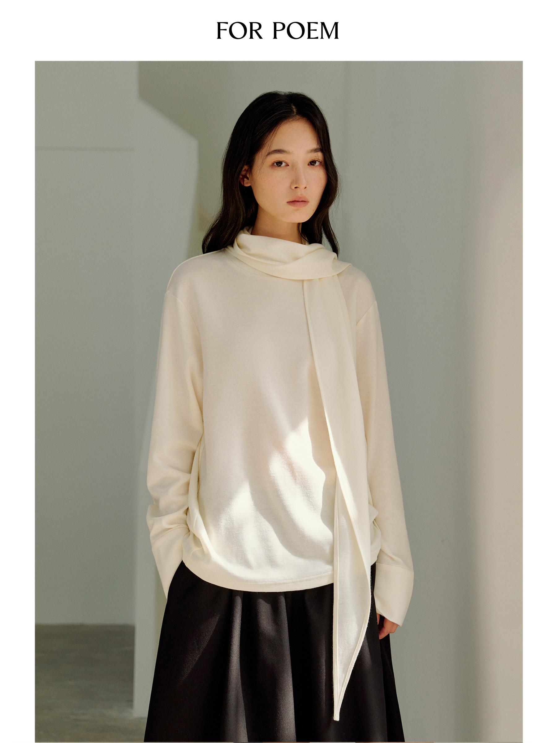 ForPoem 25/FW 原创设计围巾飘带天丝羊毛针织衫