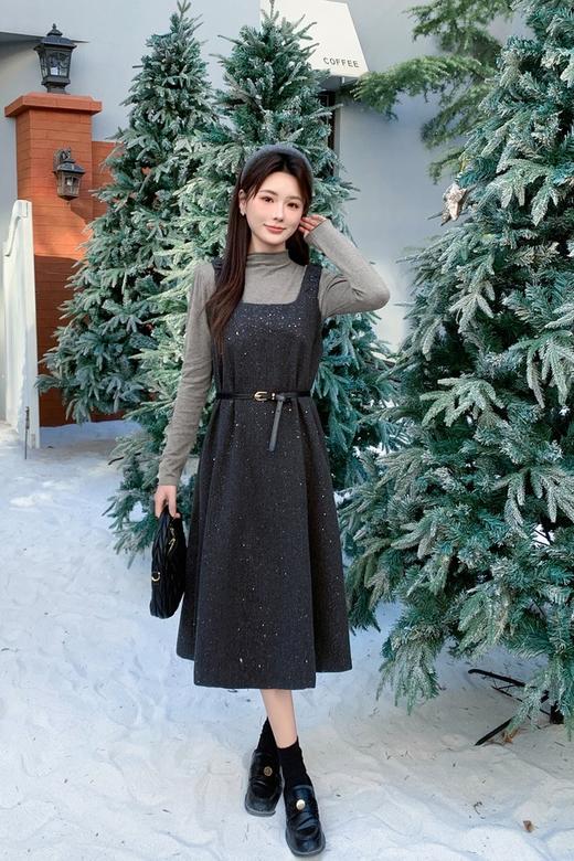 amadella 复古气质背心连衣裙+打底衫套装 21914 商品图0