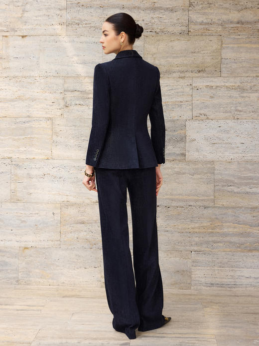 IWY/高级感深蓝色商务风长袖西装套装女新款牛仔肌理感通勤职业装CPM2572 商品图5