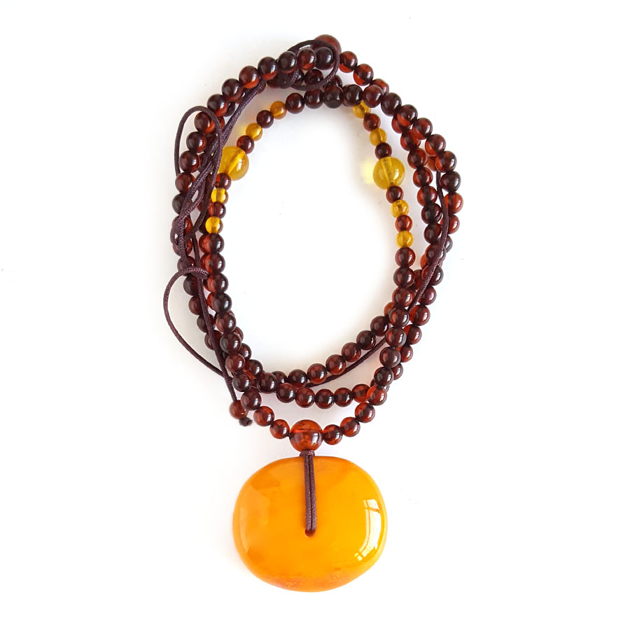 【天然正品】天然无杂裂满蜜鸡油黄圆形平安扣蜜蜡珠串项链29.1*26.3*9.4MM（皆取最大值）中性281125NJM15 特价