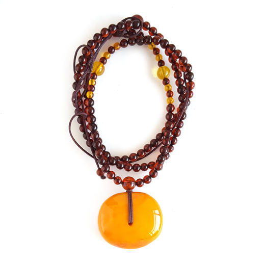 【天然正品】天然无杂裂满蜜鸡油黄圆形平安扣蜜蜡珠串项链29.1*26.3*9.4MM（皆取最大值）中性281125NJM15 特价 商品图0