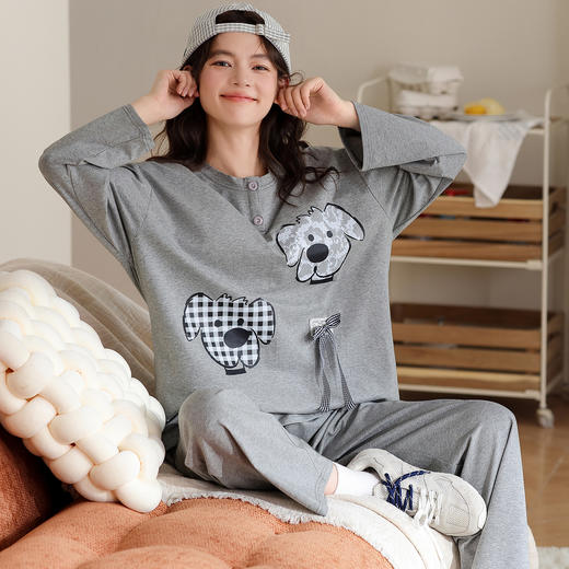 秋冬纯棉睡衣 韩版休闲可爱可外穿家居服套装 商品图0