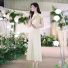 法小曼*子珍专款/高定设计师米白色气质连衣裙韩系主持高级感宴会礼服 商品缩略图2