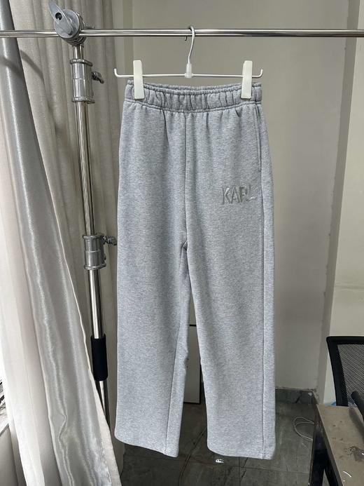 贝壳三 厚实松紧腰字母刺绣休闲裤女磨毛绒直筒棉质卫裤C120313 商品图3