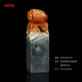 孤品017475昌化荷钮巧色姓名章藏书章方章-2.6*2.6*8.9cm