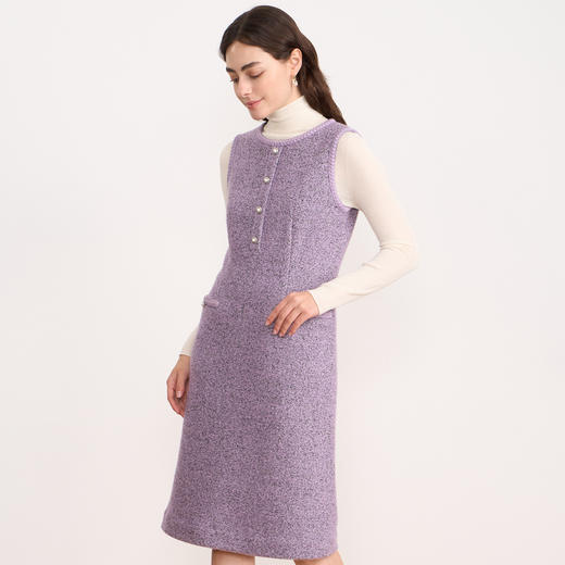 EITIE爱特爱紫色小香风背心裙气质优雅无袖连衣裙2025秋冬新款D2507917 商品图5