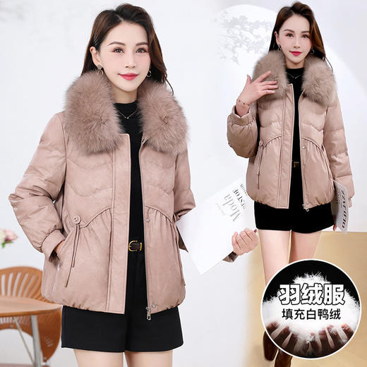 2025新款冬季妈妈气质短款棉服，大毛领加厚保暖洋气皮羽绒服 商品图2