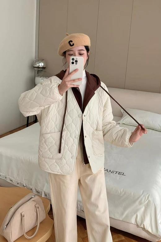 LNNNS 个性拼接菱格假两件夹棉外套 21592 商品图1
