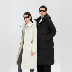 【大朵鸭绒 版形时尚 防泼防油防污 】罗宾汉墨雪三防男女长款羽绒服防泼防油防污 （R041Y7007）