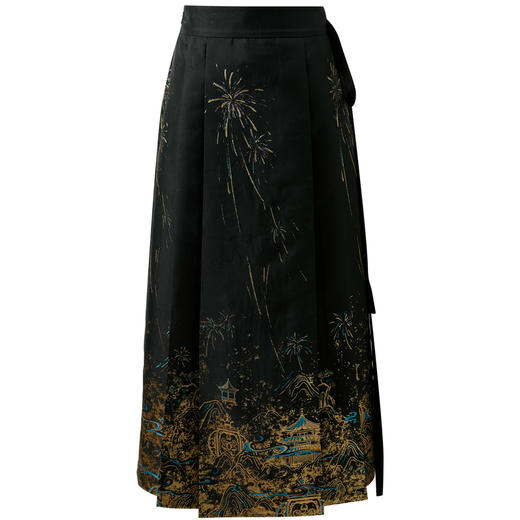 三彩【浮光跃金】2025冬季新款提花半身裙新中式马面裙长裙C 商品图4