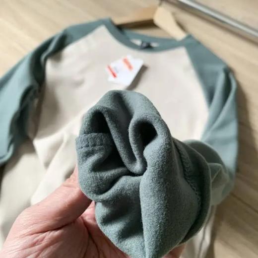 情侣抓绒衣针织衫保暖磨毛拼色长袖T恤 商品图4