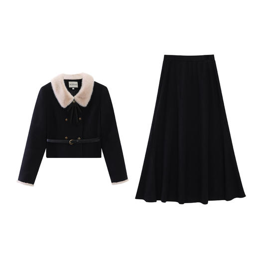 鹿向南「雾都晚宴」法式高级感千金风气质女秋冬毛呢外套半裙套装 商品图1
