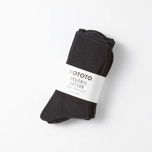 ROTOTO 日本奈良制美国有机棉无染色男女螺纹袜子3双装 中筒袜 商品图2