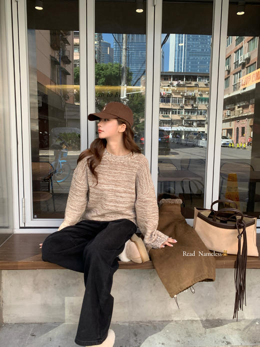 Read Nameless /焦糖皮毛一体马甲+榛果色针织上衣+黑色加绒牛仔裤 2025/12/4 商品图11
