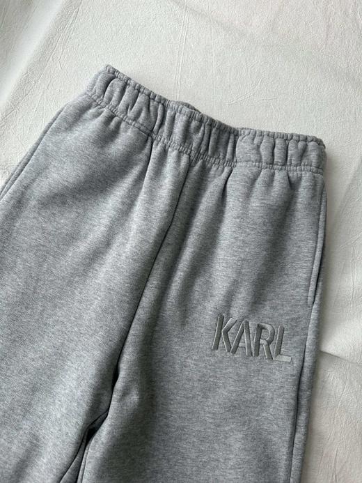 贝壳三 厚实松紧腰字母刺绣休闲裤女磨毛绒直筒棉质卫裤C120313 商品图5